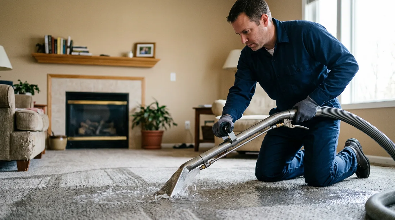 Water damage restoration technician working near Justiceburg, TX